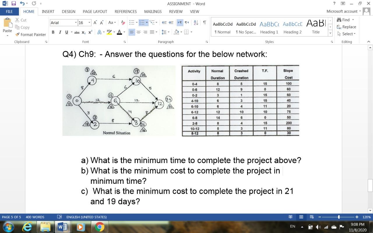 Answer the questions for the below network: