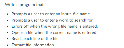 You are creating a program that opens and reads a