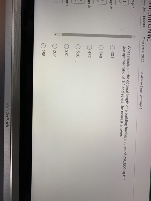 viiulerm Unline ime Limit: 1:05:00 Time