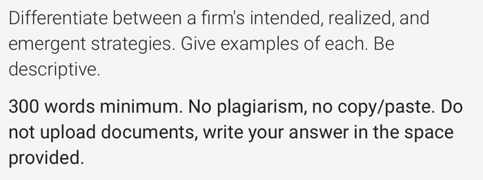 Differentiate between a firm's intended,