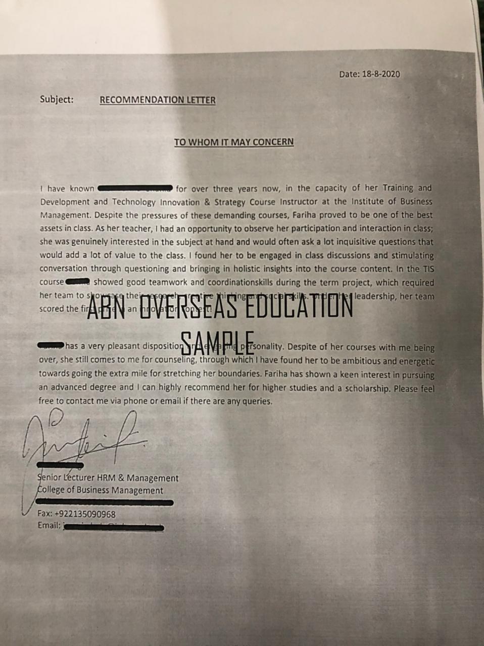 your task is to write a recommendation letter .