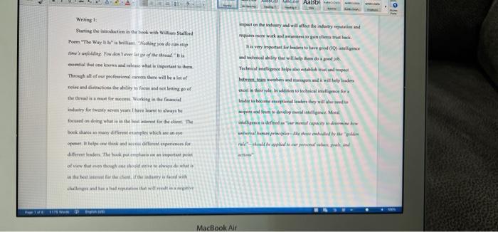 ts e Instructions ion Read the following writing