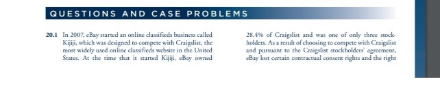 QUESTIONS AND CASE PROBLEMS 20.1 In 2007. eBay
