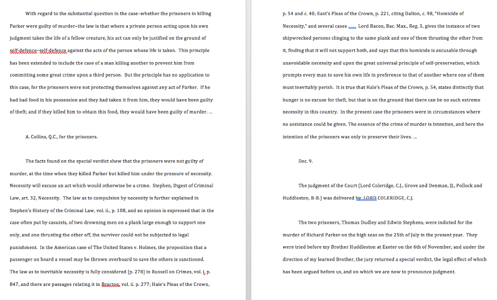 analyze the case the Queen v. Dudley and