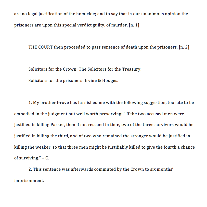 analyze the case the Queen v. Dudley and