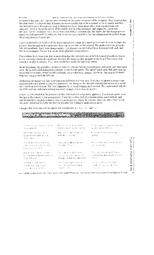 Using Kotters 8 step process for change, analyze
