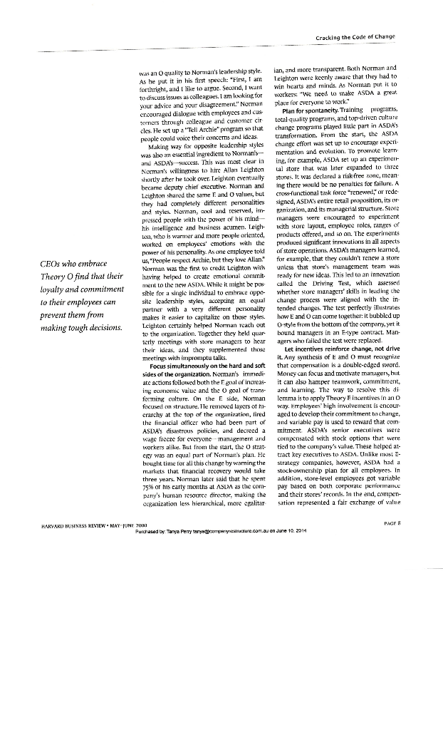 Using Kotters 8 step process for change, analyze