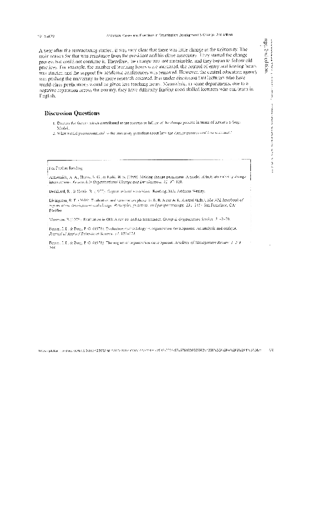 Using Kotters 8 step process for change, analyze
