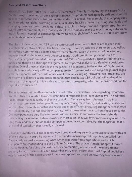 Case 9: Microsoft Case Study Microsoft has been