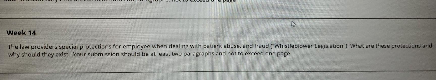 Week 14 The law providers special protections for