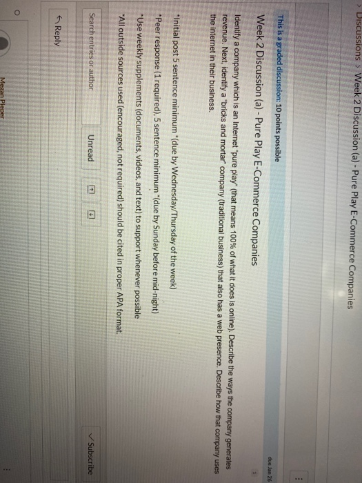 > Discussions > Week 2 Discussion (a) - Pure Play