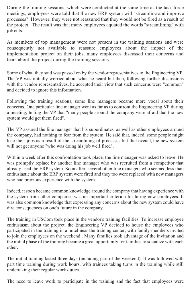 Question 1 Identify issues within ERP Planning