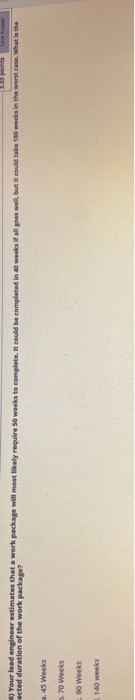 Question 1 3:33 points (Cho) An activity has an