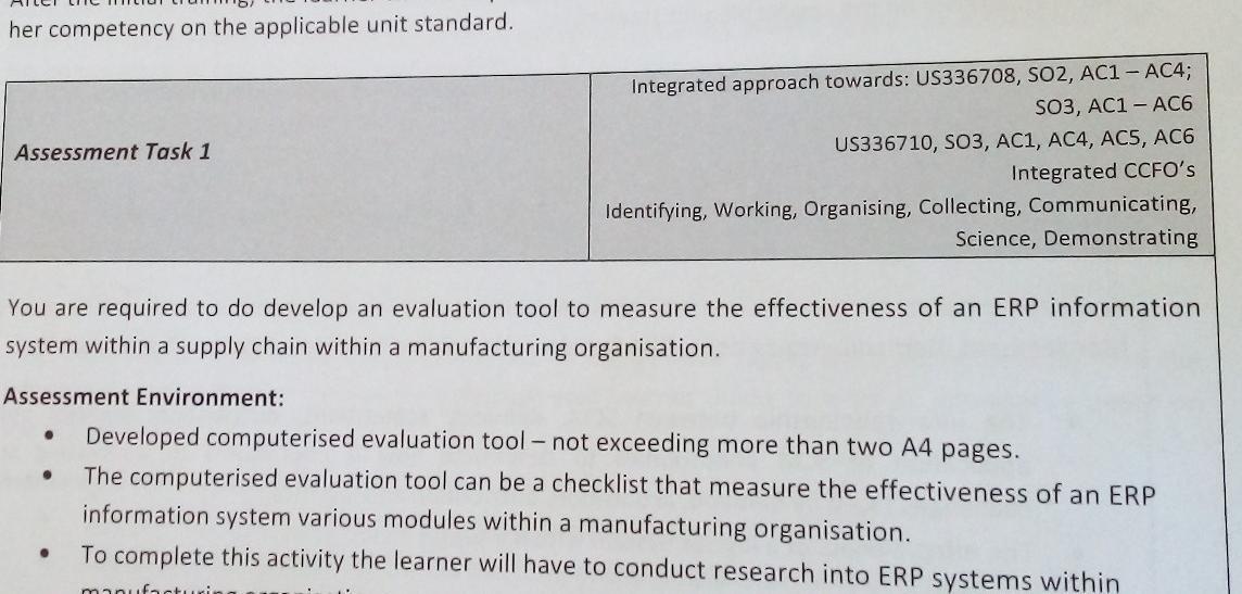 her competency on the applicable unit standard.