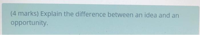 (4 marks) Explain the difference between an idea