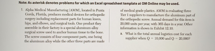 Note: As asterisk denotes problems for which an