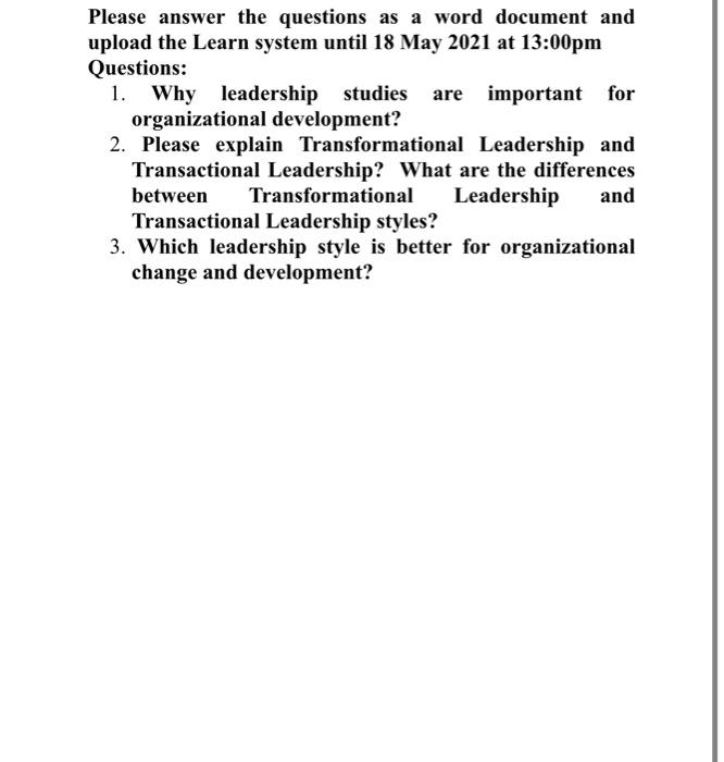 Please answer the questions as a word document