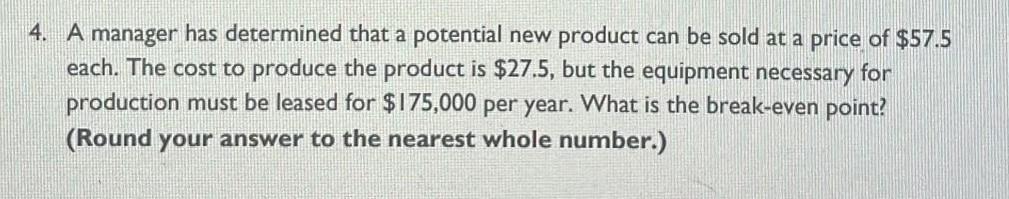 please solve in excel and show all steps 4. A