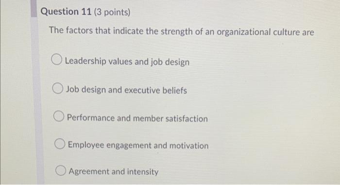 The factors that indicate the strength of an