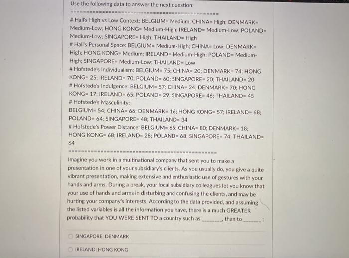 Use the following data to answer the next