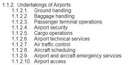 4. Choose 7 Undertakings of Airports and explain