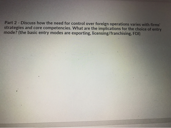 Part 2 - Discuss how the need for control over