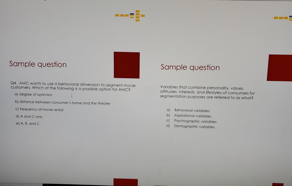 Sample question Sample question Q4. AMC wants to