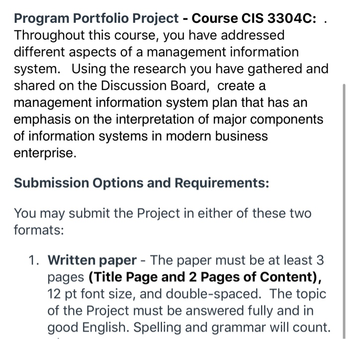 Program Portfolio Project - Course CIS 3304C: