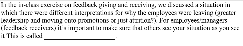 In the in-class exercise on feedback giving and