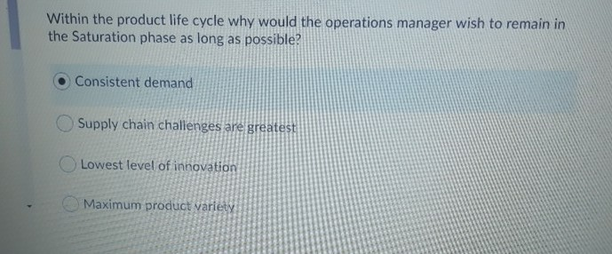 Within the product life cycle why would the
