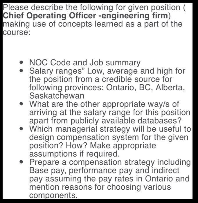 Please describe the following for given position