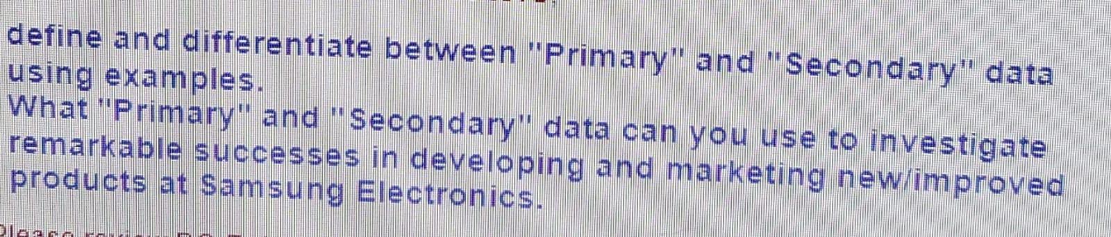define and differentiate between "Primary" and