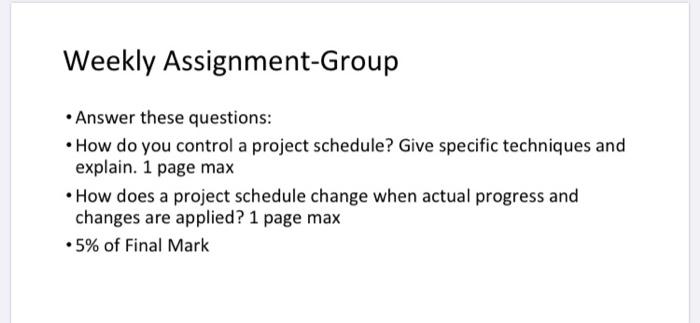 Weekly Assignment-Group Answer these questions: