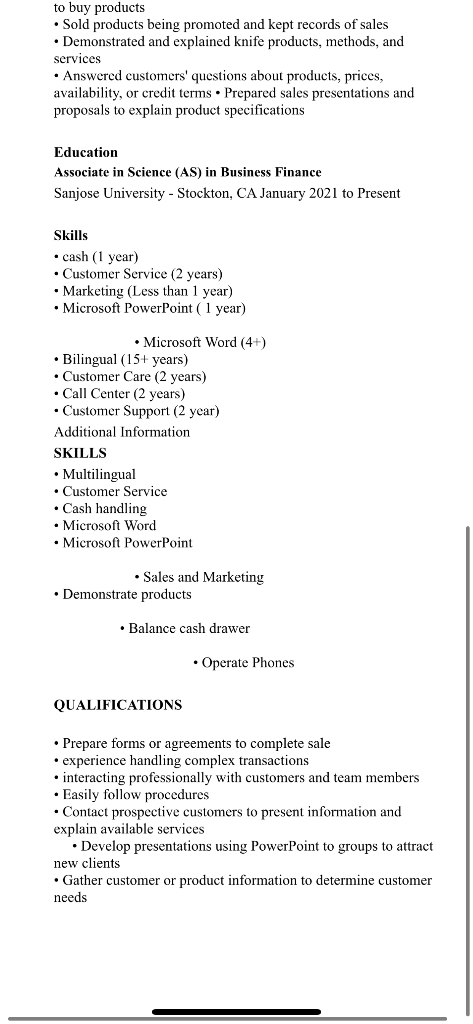 Using your current resume as it is, write a brief