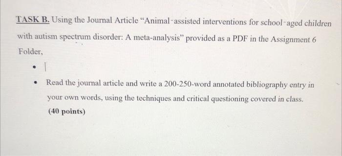 TASK B. Using the Journal Article