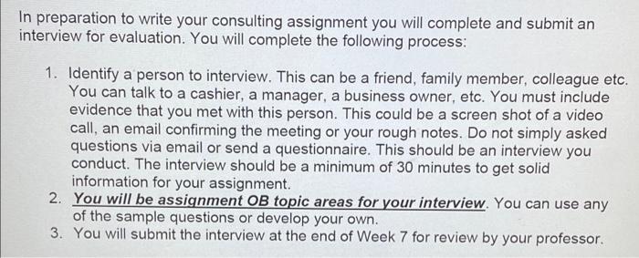 In preparation to write your consulting