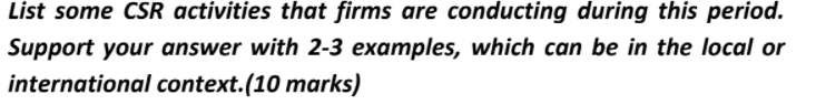 List some CSR activities that firms are