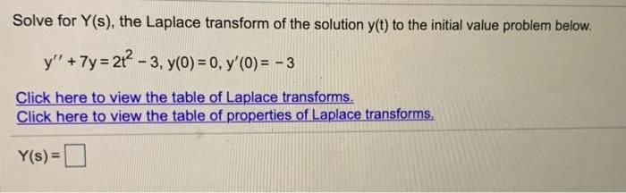 Solve for y(s), the Laplace transform of the