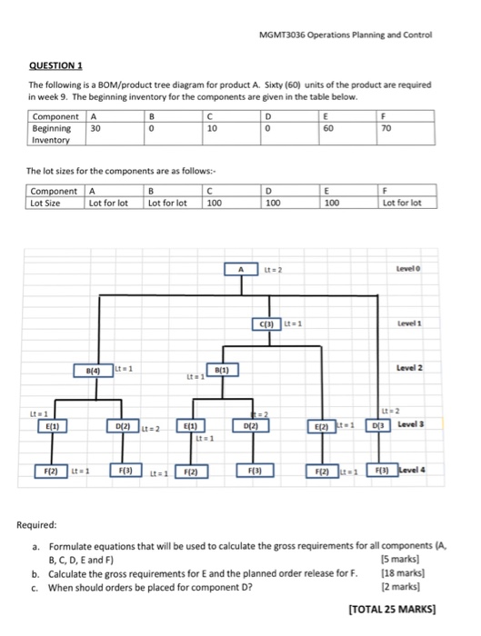 MGMT3036 Operations Planning and Control QUESTION