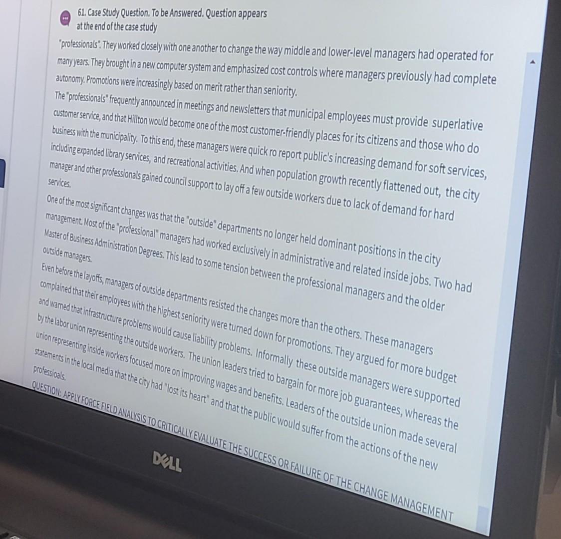 Please Help me answer that. 61. Case Study