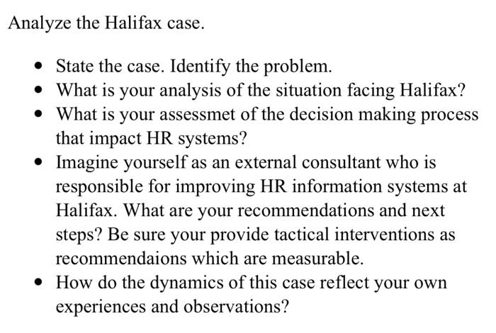yes Analyze the Halifax case. State the case.