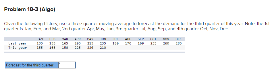 ? Problem 18-3 (Algo) Given the following
