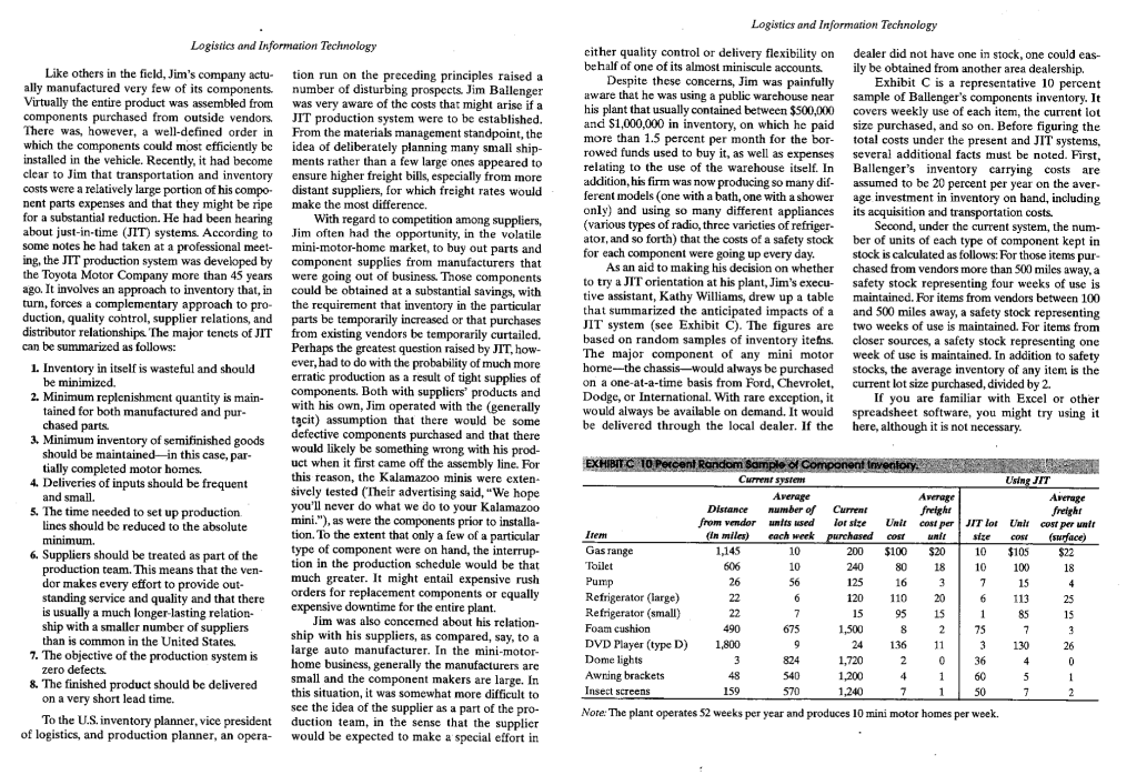 If the JIT system is adopted, what changes, if