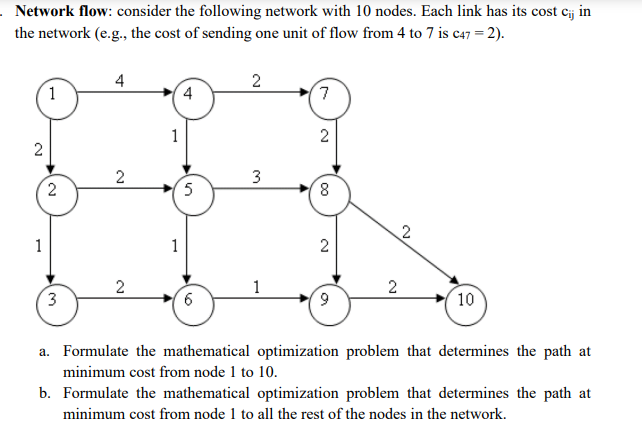 Network flow: consider the following network with