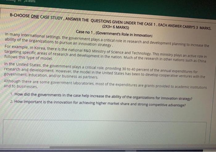 B-CHOOSE ONE CASE STUDY, ANSWER THE QUESTIONS