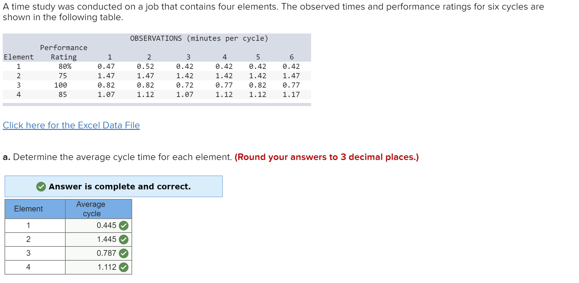 what am I doing wrong? A time study was conducted