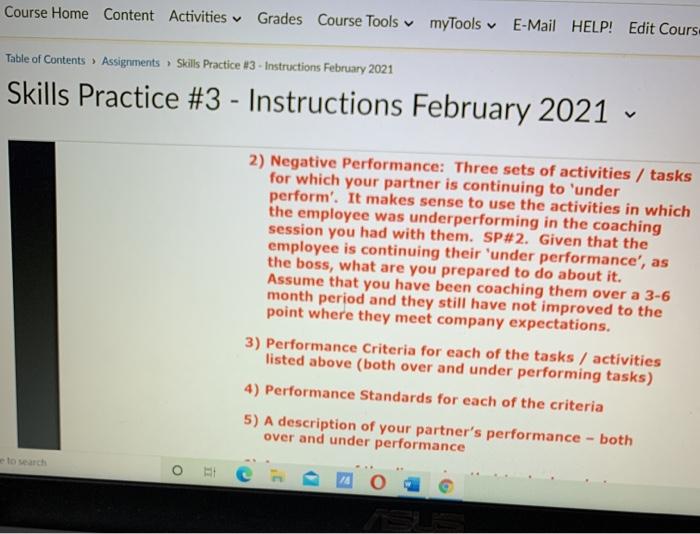 Skill practice assignment 3 Course Home Content