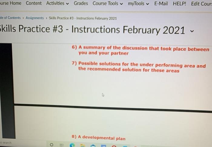 Skill practice assignment 3 Course Home Content