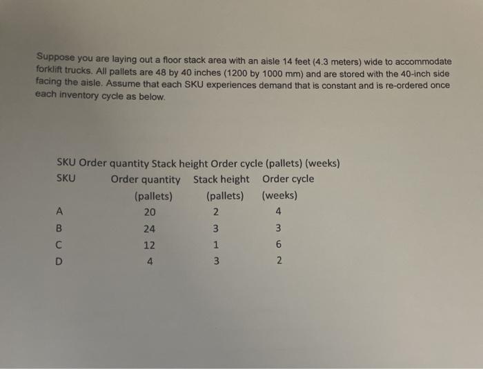 Suppose you are laying out a floor stack area