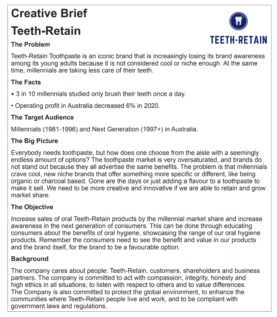 Write the content copy for Teeth-Retain. Creative